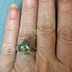 Pear Shaped Prasiolite Ring
